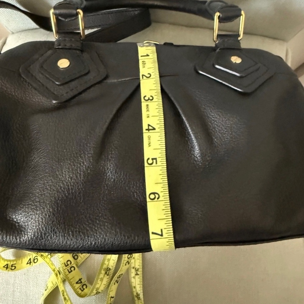 Marc Jacobs Black Pebbled Leather Satchel with Gold Plaque - Picture 13 of 15